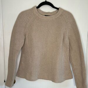 QUINCE ORGANIC COTTON FISHERMAN CREW SWEATER IN CEMENT MARL SIZE MEDIUM